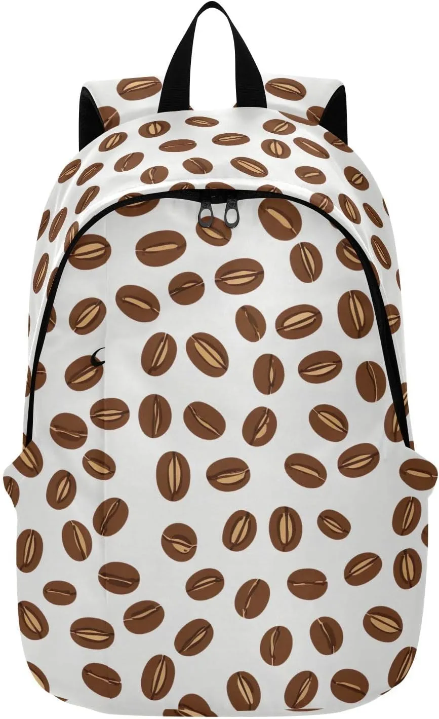 MCHIVER Travel Backpack Colored Brown Coffee Bean Simple Casual Daypack Backpacks Lightweight Carry on Bag Water Resistant Hiking Backpack for Women Men