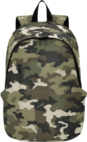 MCHIVER Travel Backpack Deep Green Camouflage Casual Daypack Backpacks Lightweight Carry on Bag Water Resistant Hiking Backpack for Women Men
