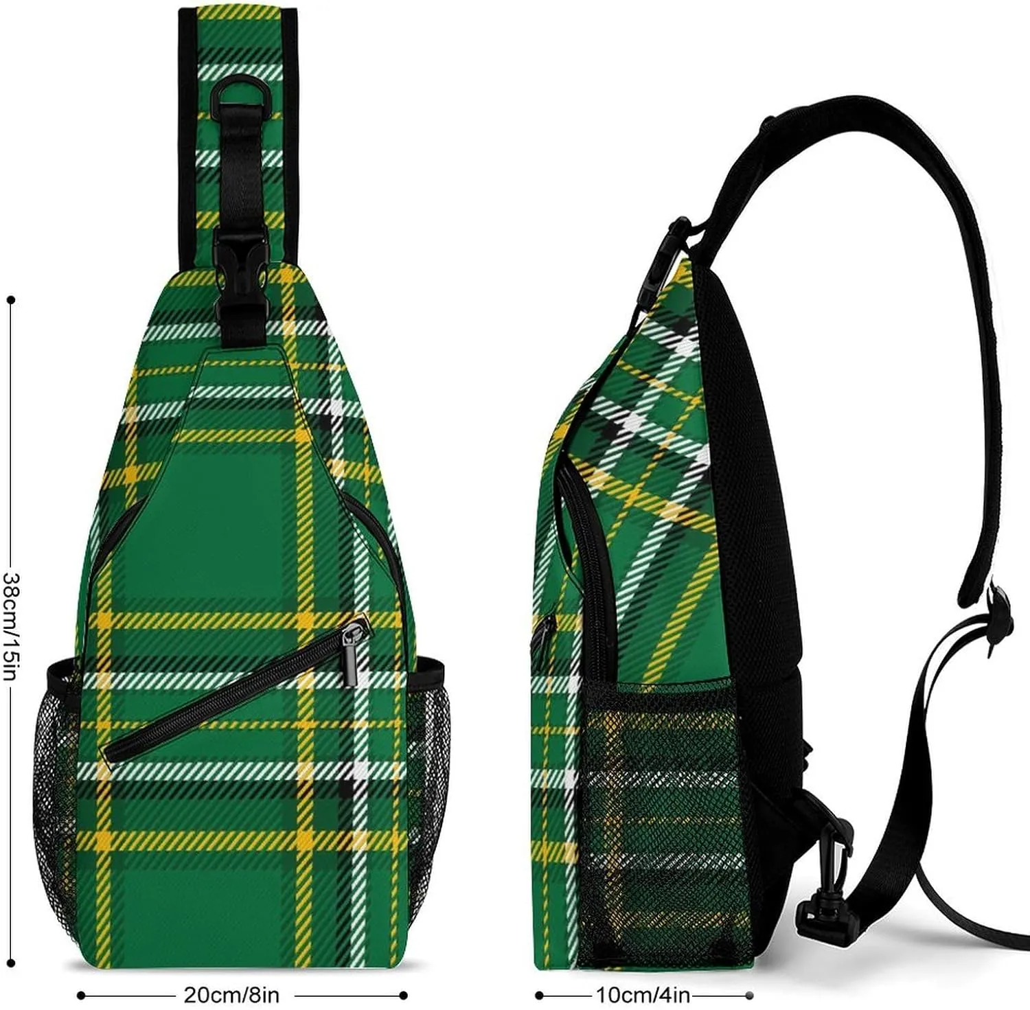 Men & Women Satchel Bookbags Travel Rucksack Daypack, for Irish Green Tartan Sling Bag Backpack Rope Bag for Outdoor Travel Hiking - Compact Tool Backpak