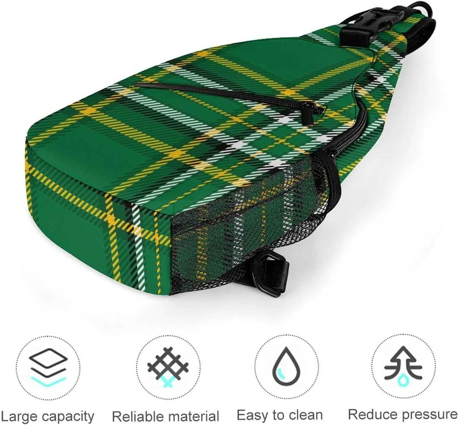 Men & Women Satchel Bookbags Travel Rucksack Daypack, for Irish Green Tartan Sling Bag Backpack Rope Bag for Outdoor Travel Hiking - Compact Tool Backpak