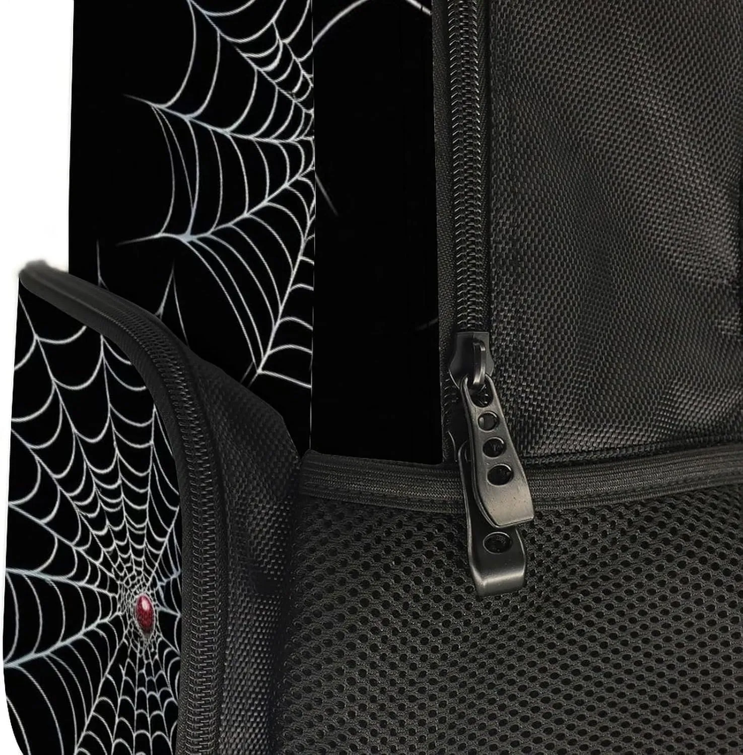 Men Women Polyester Halloween Spiders Web Black Daypack Big Capacity Shoulder Bag With Adjustable Shoulder Straps for Camping Travel Walking Cycling
