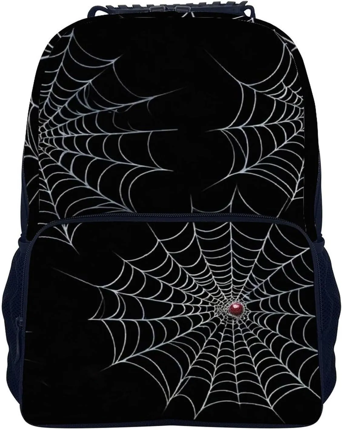 Men Women Polyester Halloween Spiders Web Black Daypack Big Capacity Shoulder Bag With Adjustable Shoulder Straps for Camping Travel Walking Cycling