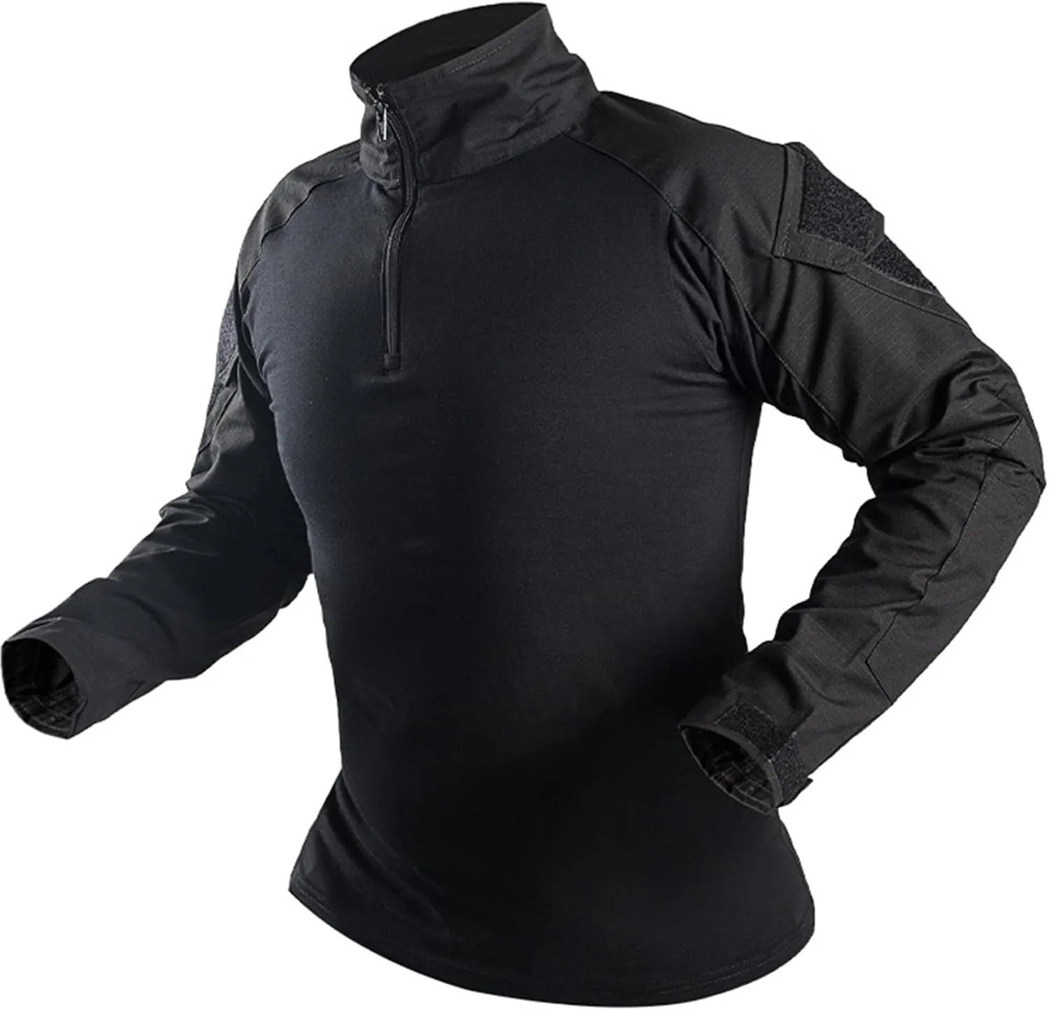Men's Camo Tactical Combat Shirt, Lightweight Long Sleeve Military BDU Shirts Paintball Airsoft Top with Zipper