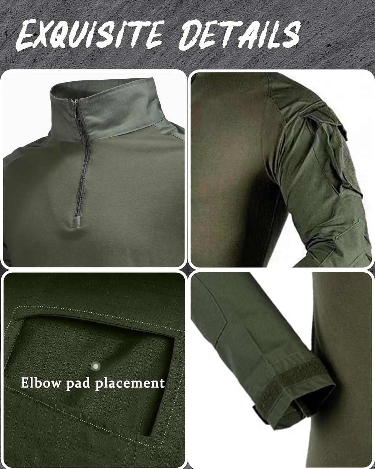 Men's Camo Tactical Combat Shirt, Lightweight Long Sleeve Military BDU Shirts Paintball Airsoft Top with Zipper