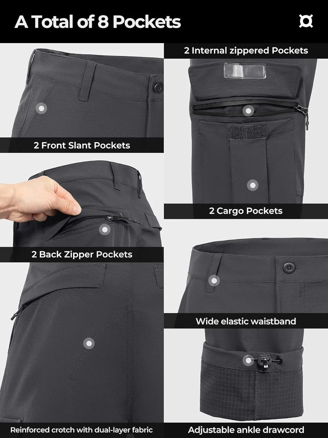 Men's Tactical Cargo Pants Ripstop Durable Stretch Waterproof Multi-Pocket Lightweight for Construction Work Hiking