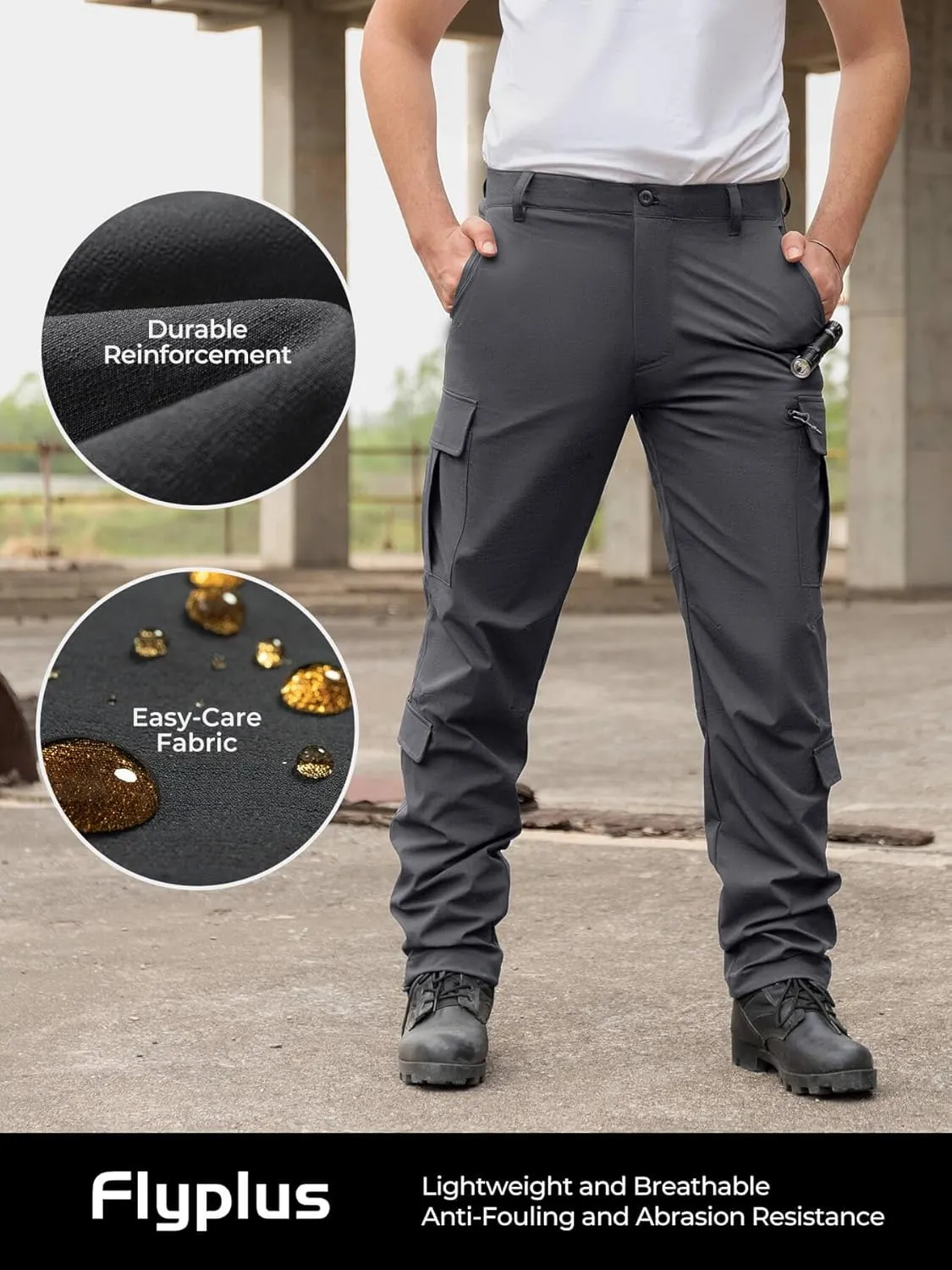 Men's Tactical Cargo Pants Ripstop Durable Stretch Waterproof Multi-Pocket Lightweight for Construction Work Hiking