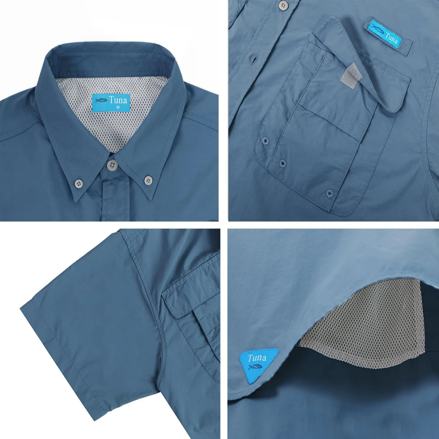 Men's UV UPF 50  Fishing Shirts for Men Sun Protection Breathable Fast Dry SPF Hiking Short Sleeve Shirt
