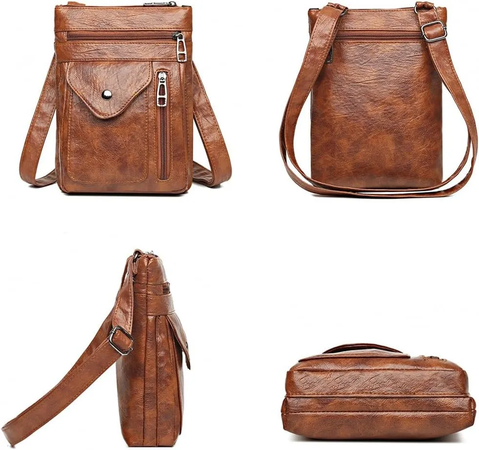 Mens Women's PU Leather Sling Backpack Hiking Chest Bag Crossbody Daypack Bags Birthday Christmas New Year Gift.
