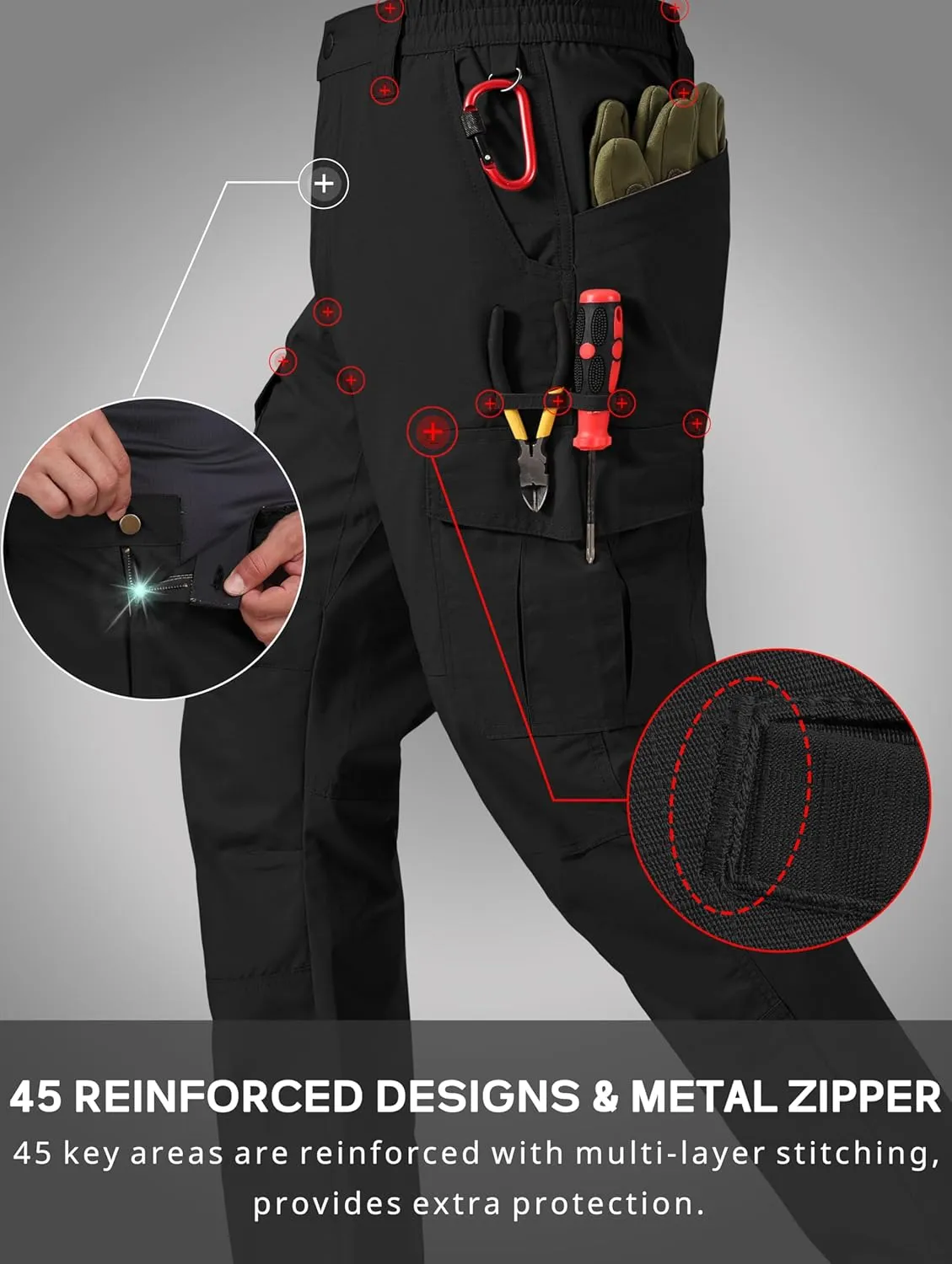Mens Work Pants Ripstop Waterproof Cargo Pants for Men with 7 Pockets Tactical Hiking Pants