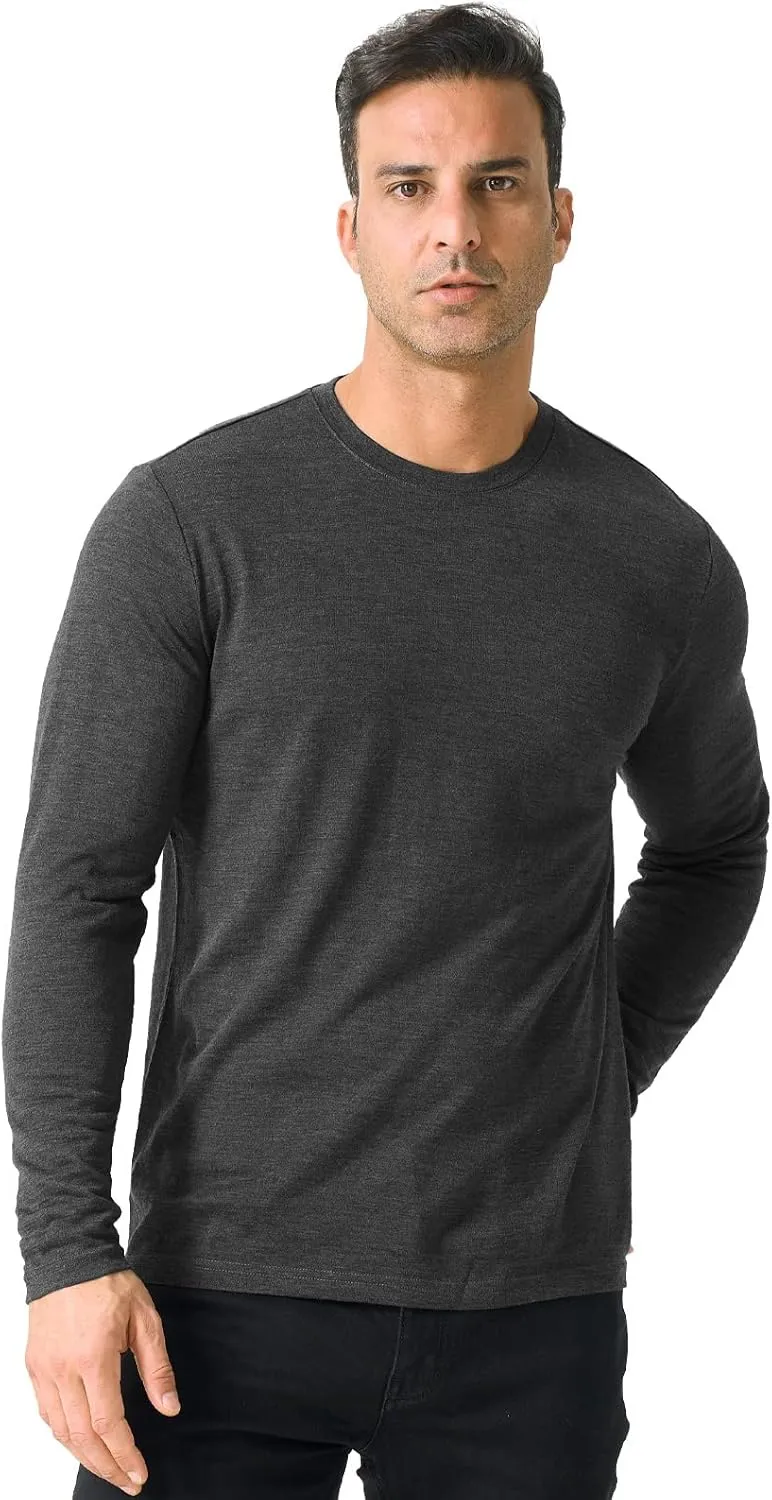 Merino Protect 100% Merino Wool Base Layer Mens Soft Long Sleeve Shirts Odor Resistance Thermal Underwear for Hunting Hiking
