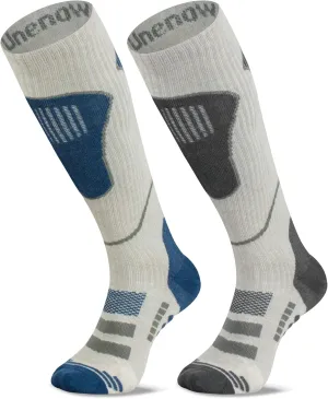Merino Wool Ski Socks 2 Pairs, Thermal Knee High Warm Socks for Snowboarding, Hiking, Cold Weather, Snow, Hunting