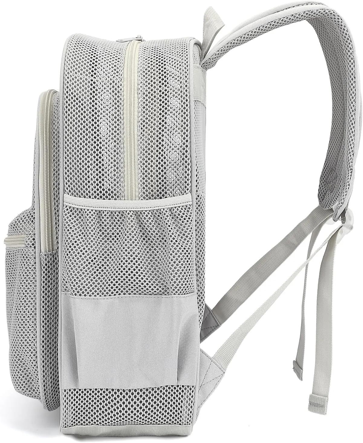 Mesh Bacpack Heavy Duty for School, Lightweight See Through College Backpack for Work Beach Sports (Grey)