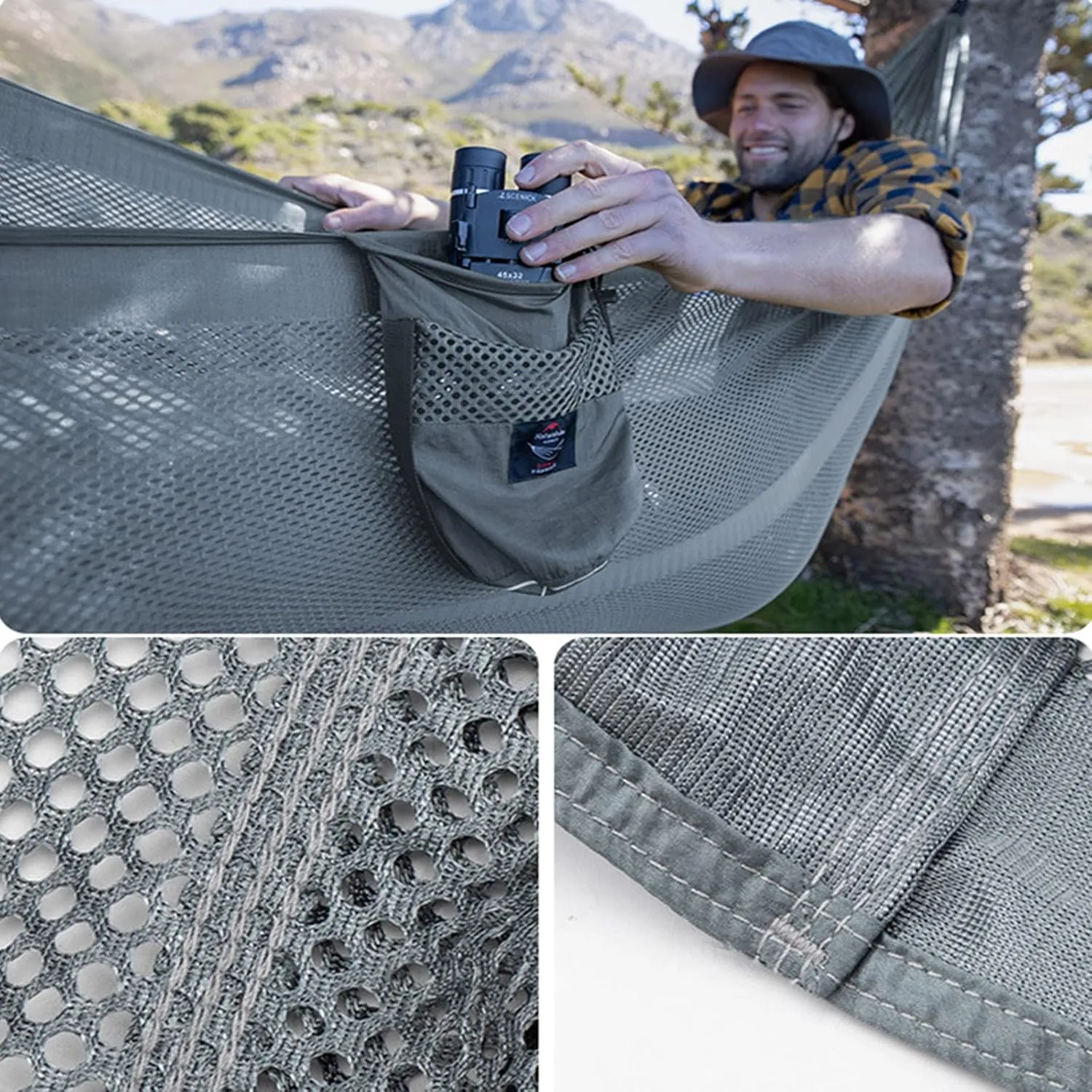 Mesh Hammock, Portable Camping Mesh Hammock, Breathable Lightweight Ice Silk Double & Single Nylon Hammocks, for Outdoor Adventures Camping (290 X180cm,Green)