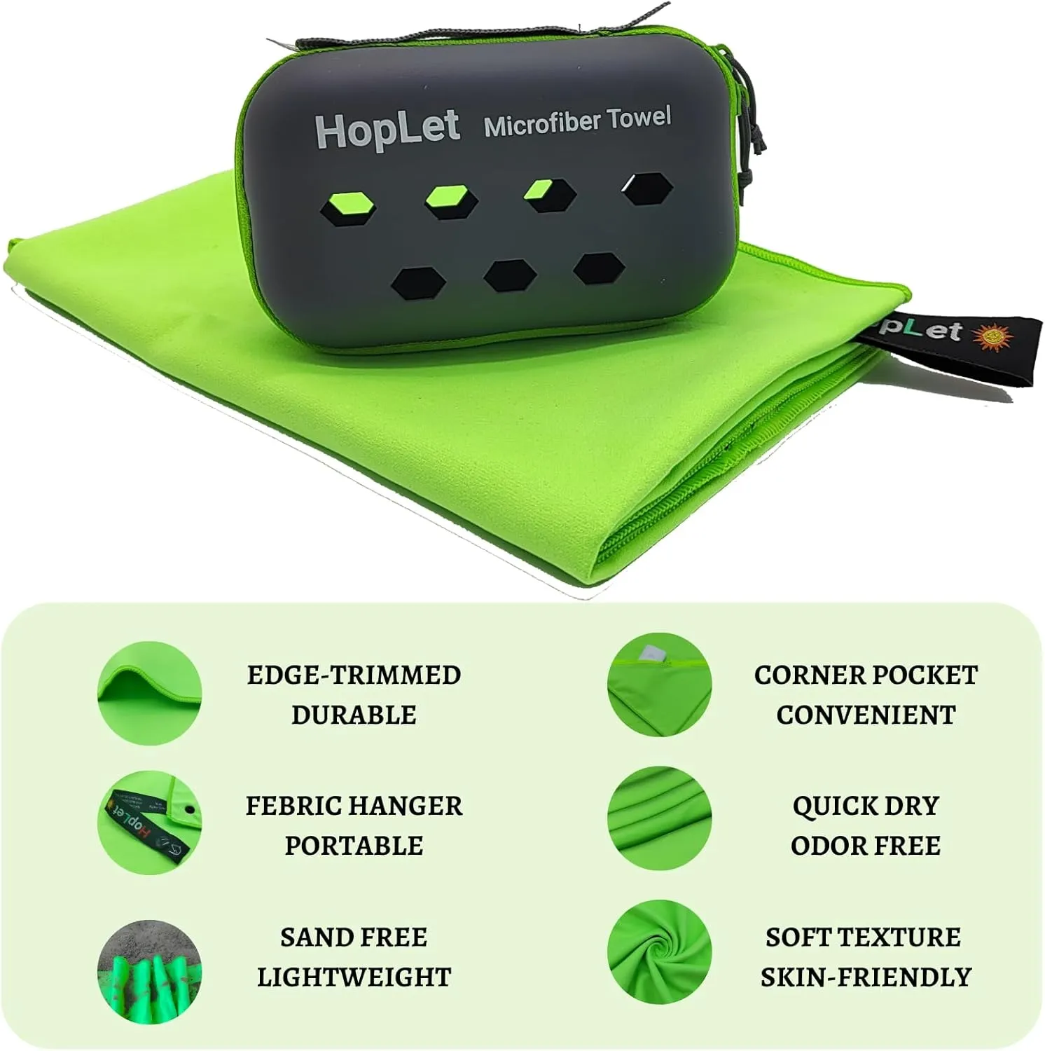 Microfiber Camping Towel with EVA Case, 36"x72" Super Absorbent and Quick Dry Sports Towel, Portable Travel Microfiber Towel Best for Beach Hiking Swimming Outdoors Gym (XXL Green)