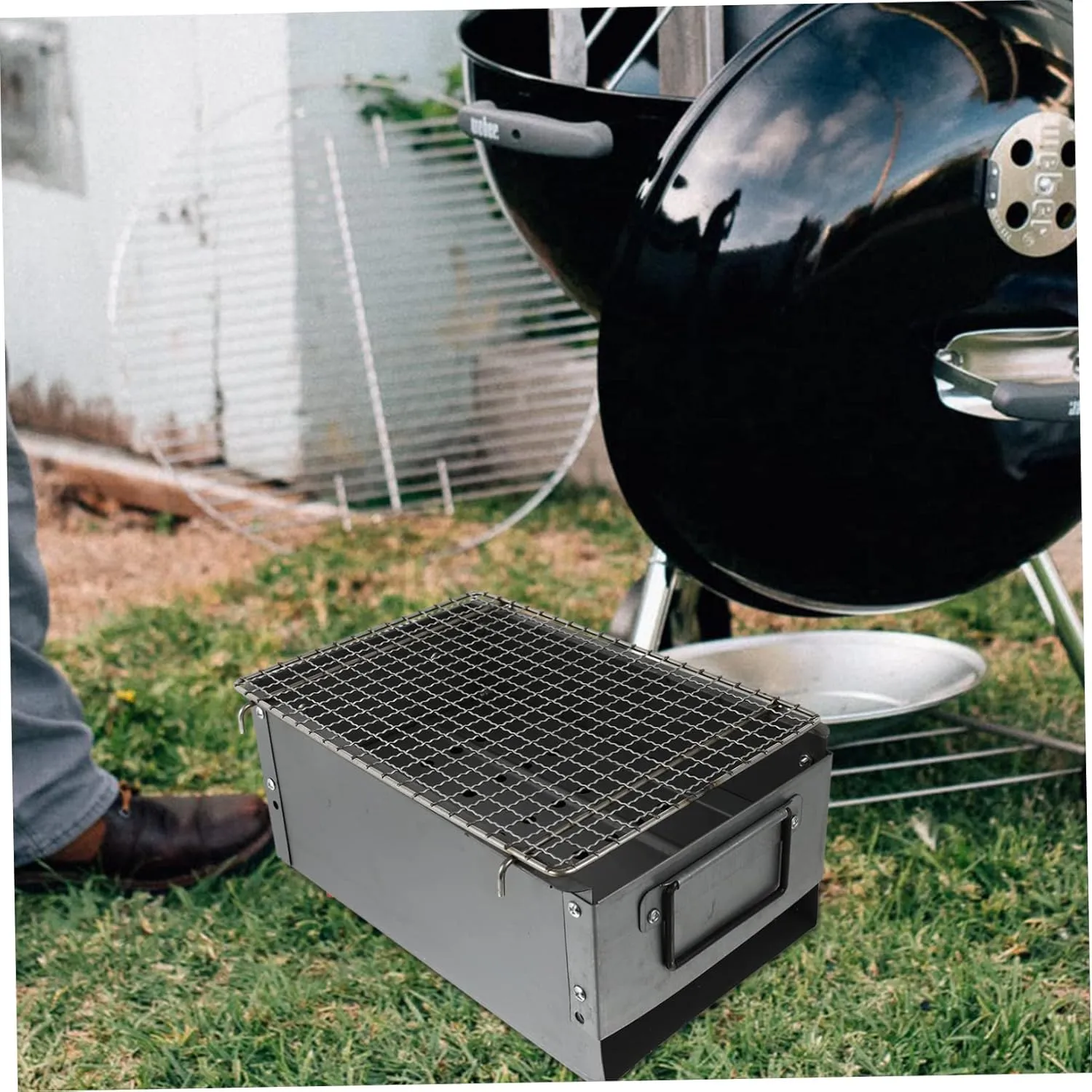 Mikikit Grill for Camping Stove Barbecue Charcoal Electric Outdoor Stove Supply Kitchen Gadget Tool Silver