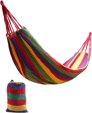 Milisten 1Pc Double Thickened Canvas Swing Hammock Red Outdoor Camping Hanging Sleeping Bed Includes Bind Ropes Storage Bag for Relaxation Travel and Backyard Use
