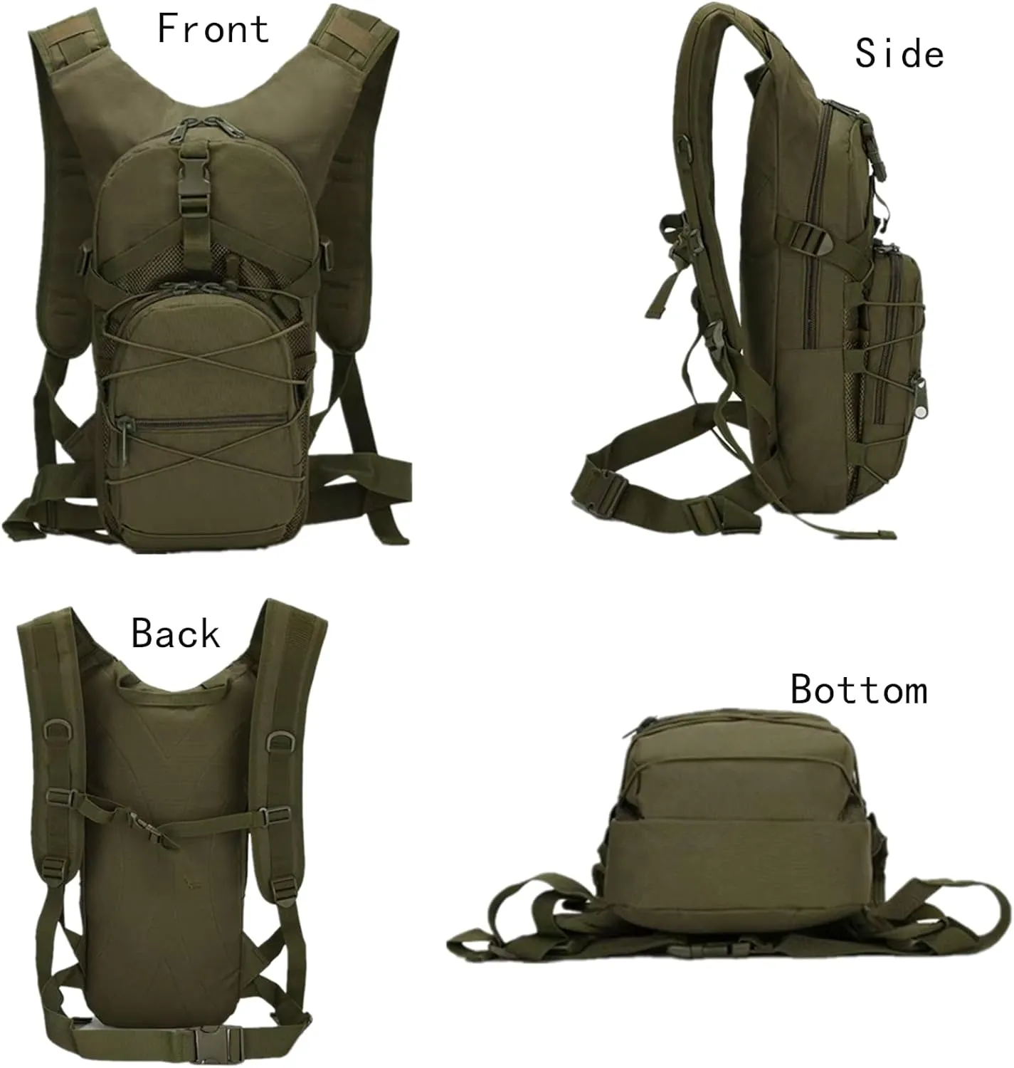 Military Tactical Backpack, 15L Outdoor Travel MOLLE Army daypack Bag for Climbing Trekking Hiking Running Cycling Biking Sports