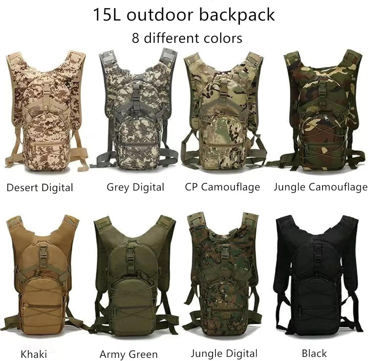 Military Tactical Backpack, 15L Outdoor Travel MOLLE Army daypack Bag for Climbing Trekking Hiking Running Cycling Biking Sports