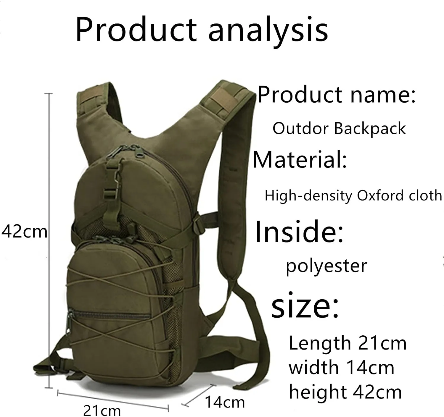Military Tactical Backpack, 15L Outdoor Travel MOLLE Army daypack Bag for Climbing Trekking Hiking Running Cycling Biking Sports