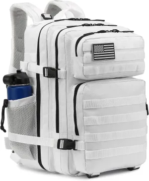 Military Tactical Backpack for Men Women, 3 Day Assault Pack Army Molle Bag Hiking Backpacks (White)