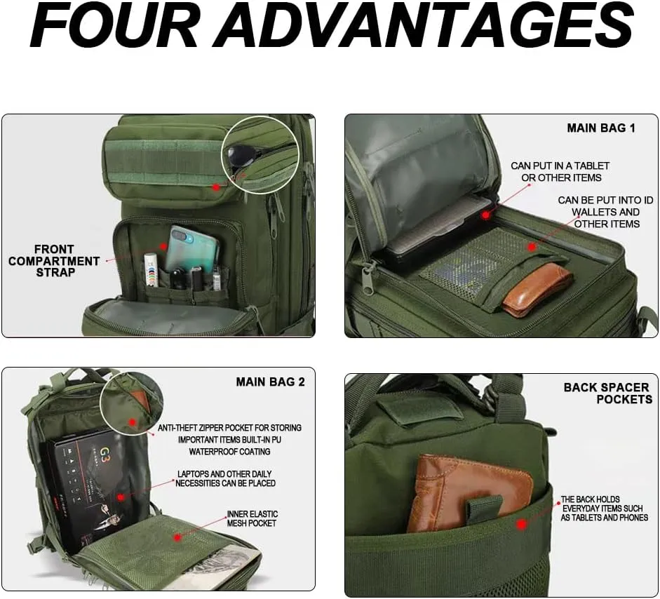 Military Tactical Camo Backpack for Men 40L Large Waterproof Camo Backpack for Hunting Tactical Travel Backpack (Desert Camo N1)