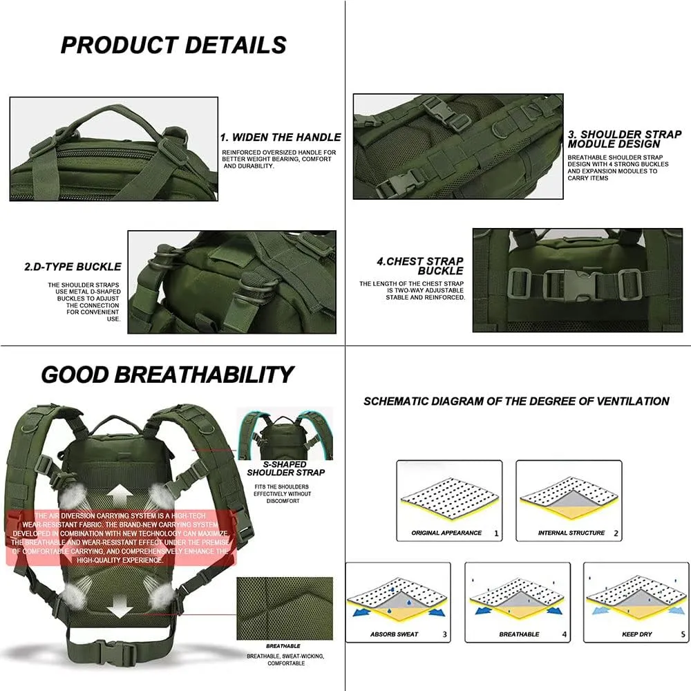 Military Tactical Camo Backpack for Men 40L Large Waterproof Camo Backpack for Hunting Tactical Travel Backpack (Desert Camo N1)