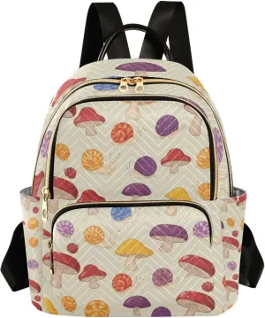 Mini Backpack for Women Cute Snails and Mushrooms Mini Backpack Purse Lightweight Small Daypack, 8.5L