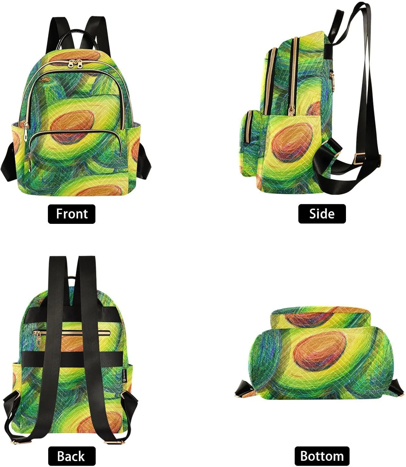 Mini Backpack Quilted Purse for Womens Small Backpack Daypack Avocado Print for Travel Daily Outing,Multi2