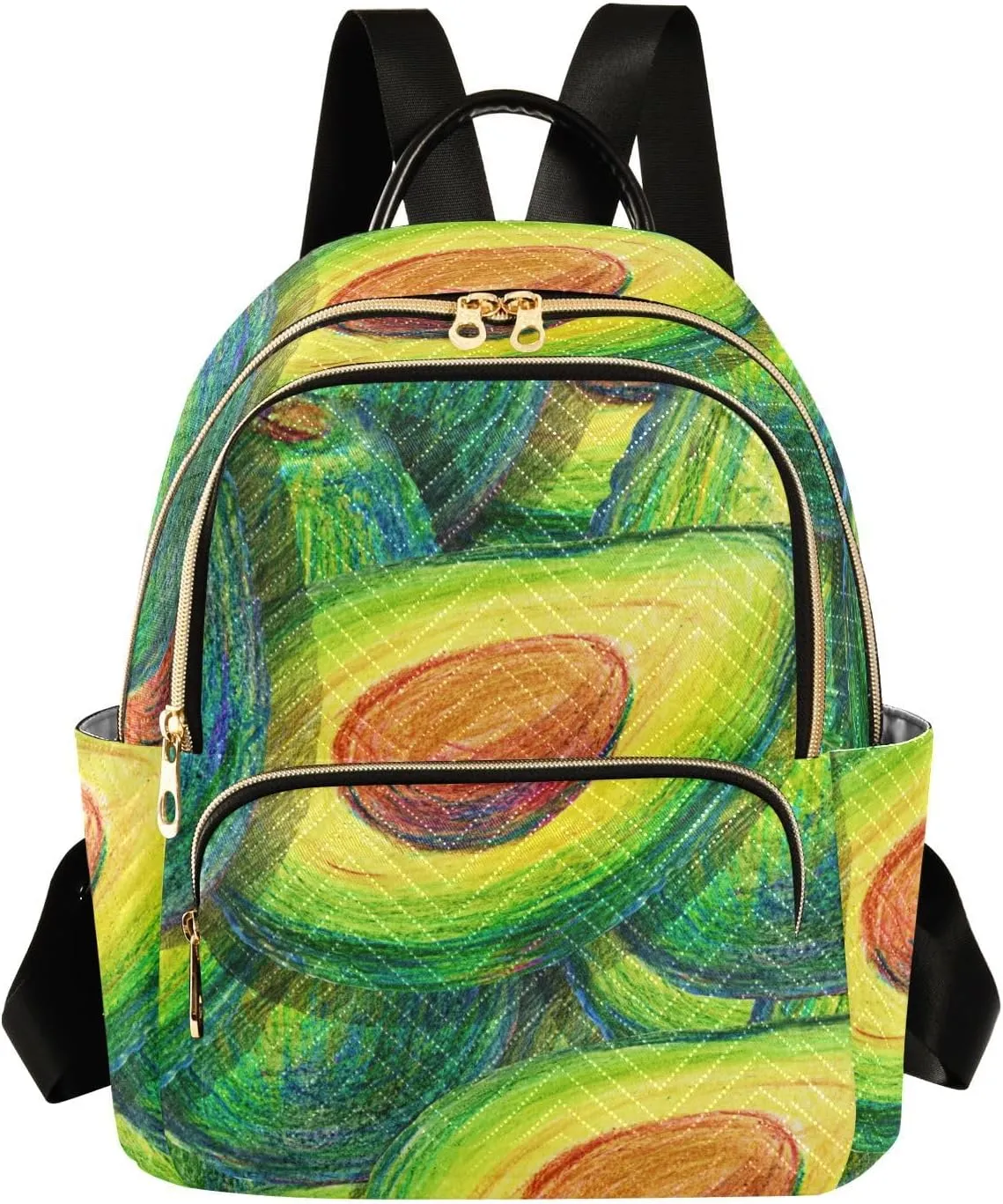 Mini Backpack Quilted Purse for Womens Small Backpack Daypack Avocado Print for Travel Daily Outing,Multi2