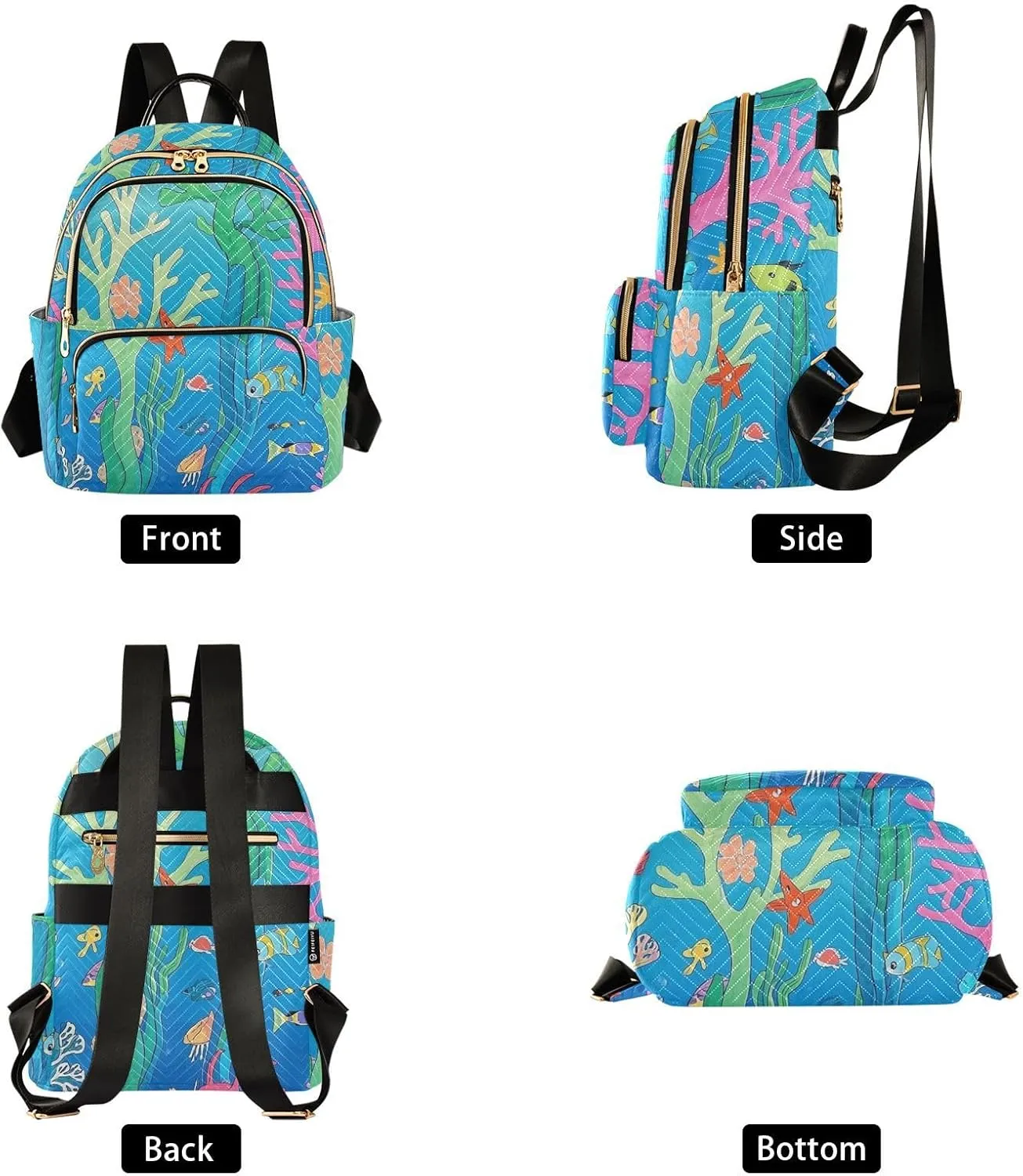 Mini Backpack Quilted Purse for Womens Small Backpack Daypack Coral Design for Travel Daily Work,Multi10