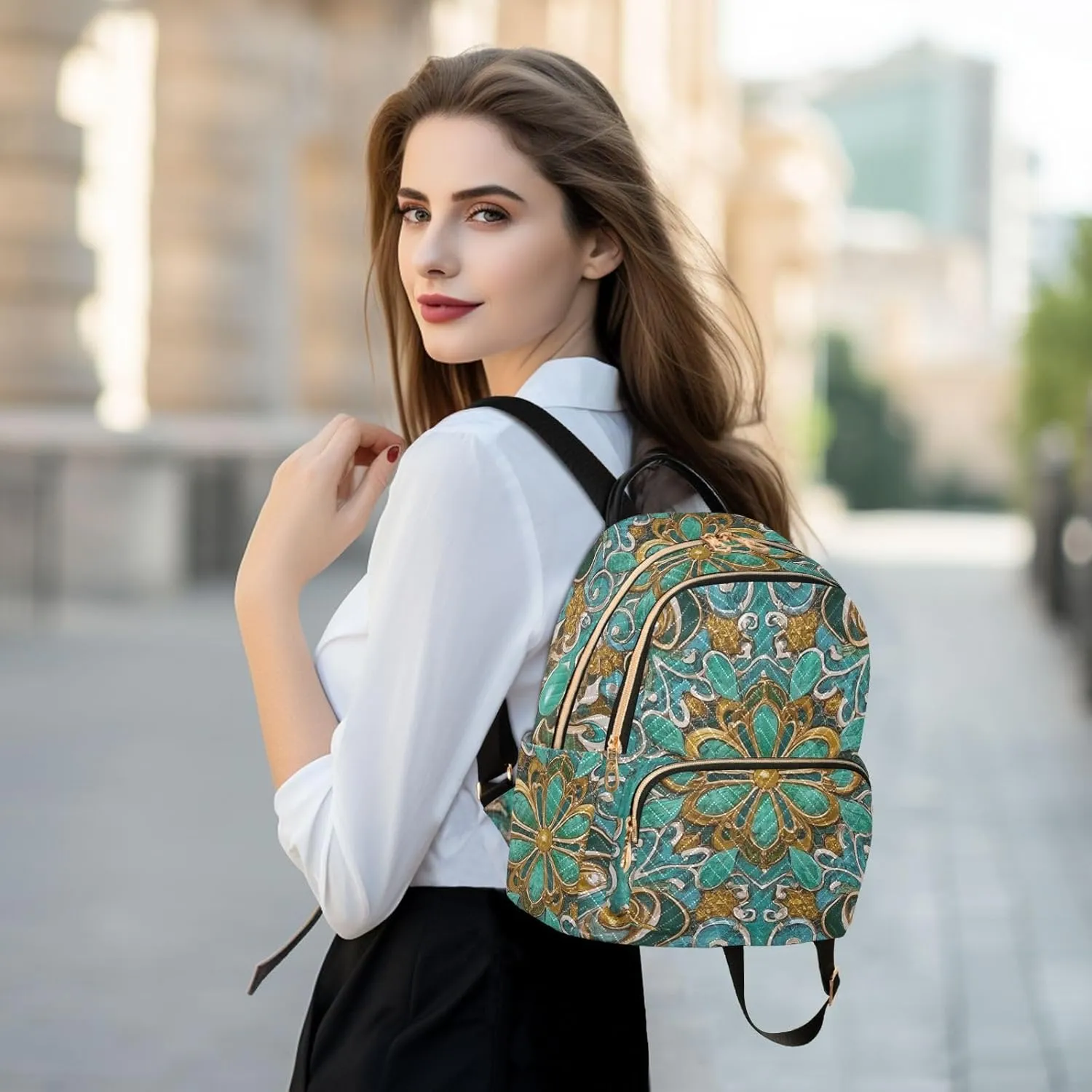 Mini Backpack Quilted Purse for Womens Small Backpack Daypack Embroider Design for Travel Daily Work,Multi12