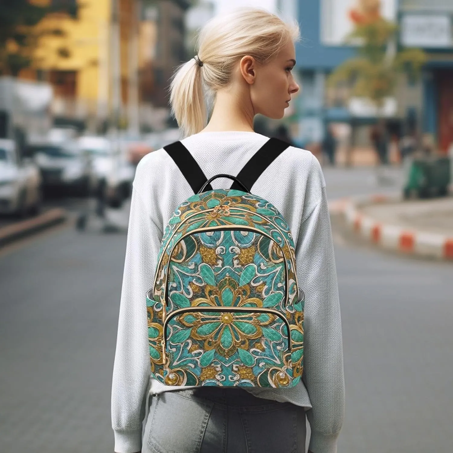 Mini Backpack Quilted Purse for Womens Small Backpack Daypack Embroider Design for Travel Daily Work,Multi12
