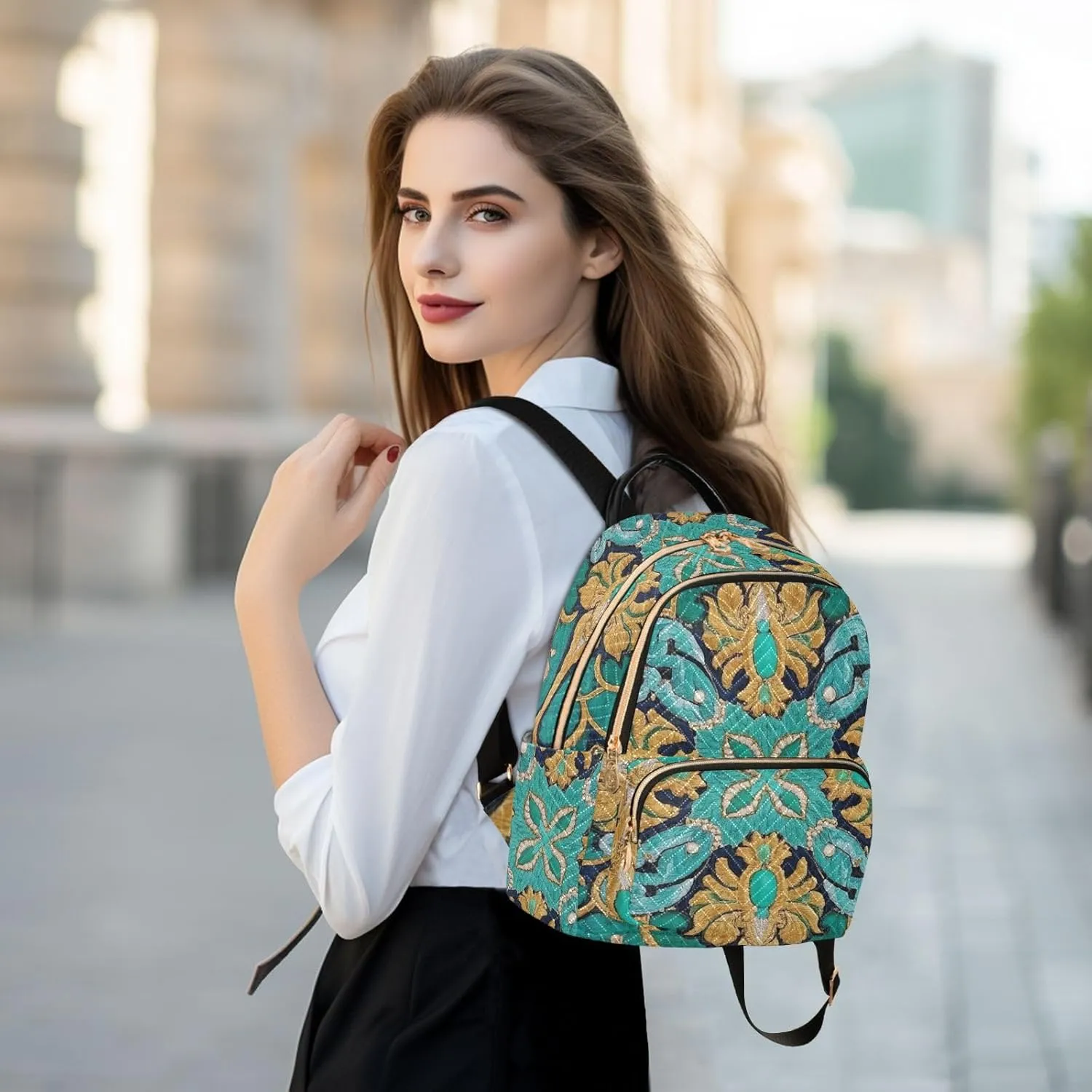 Mini Backpack Quilted Purse for Womens Small Backpack Daypack Embroider Pattern for Travel Daily Work,Multi10