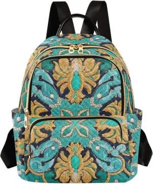 Mini Backpack Quilted Purse for Womens Small Backpack Daypack Embroider Pattern for Travel Daily Work,Multi10