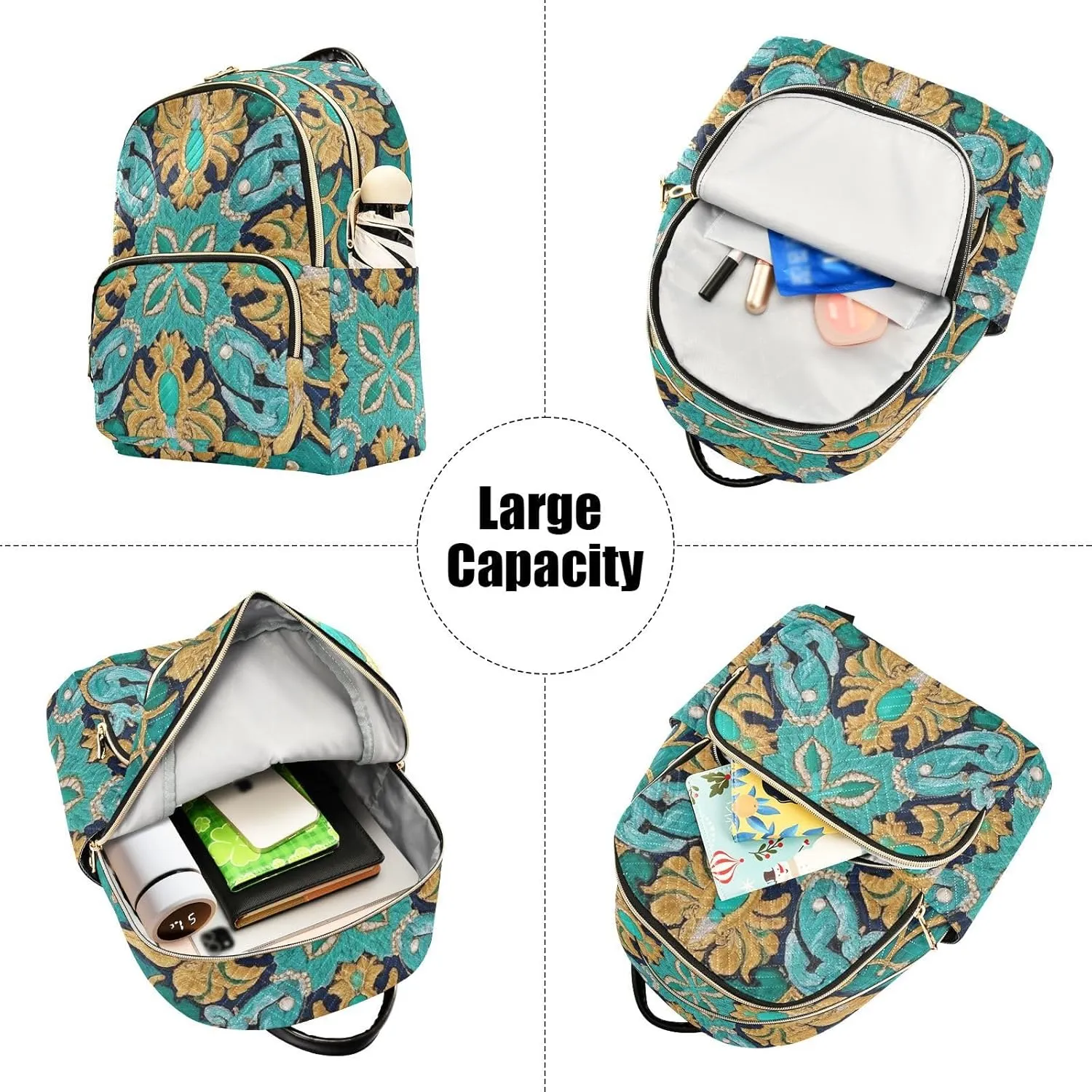 Mini Backpack Quilted Purse for Womens Small Backpack Daypack Embroider Pattern for Travel Daily Work,Multi10