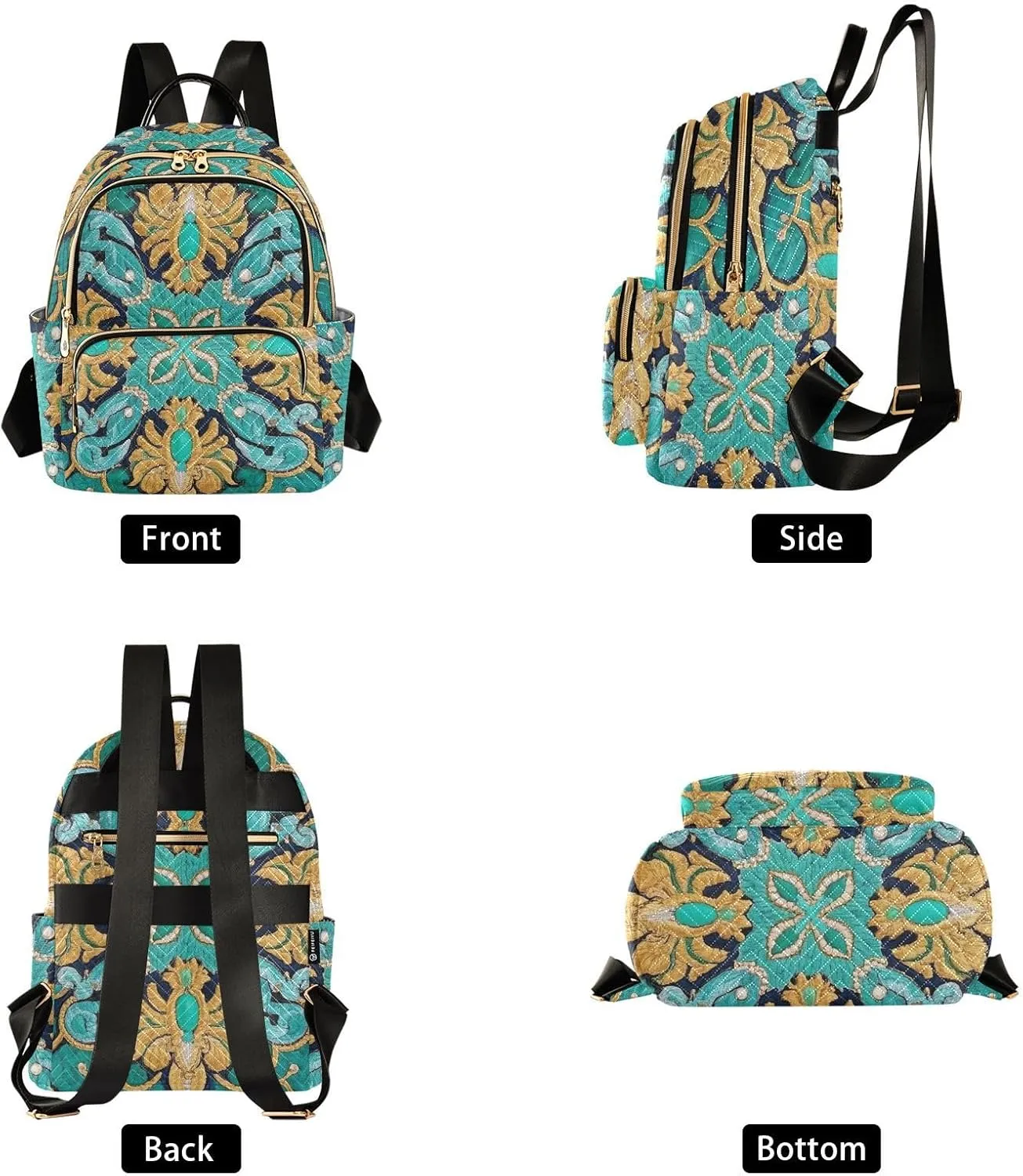 Mini Backpack Quilted Purse for Womens Small Backpack Daypack Embroider Pattern for Travel Daily Work,Multi10