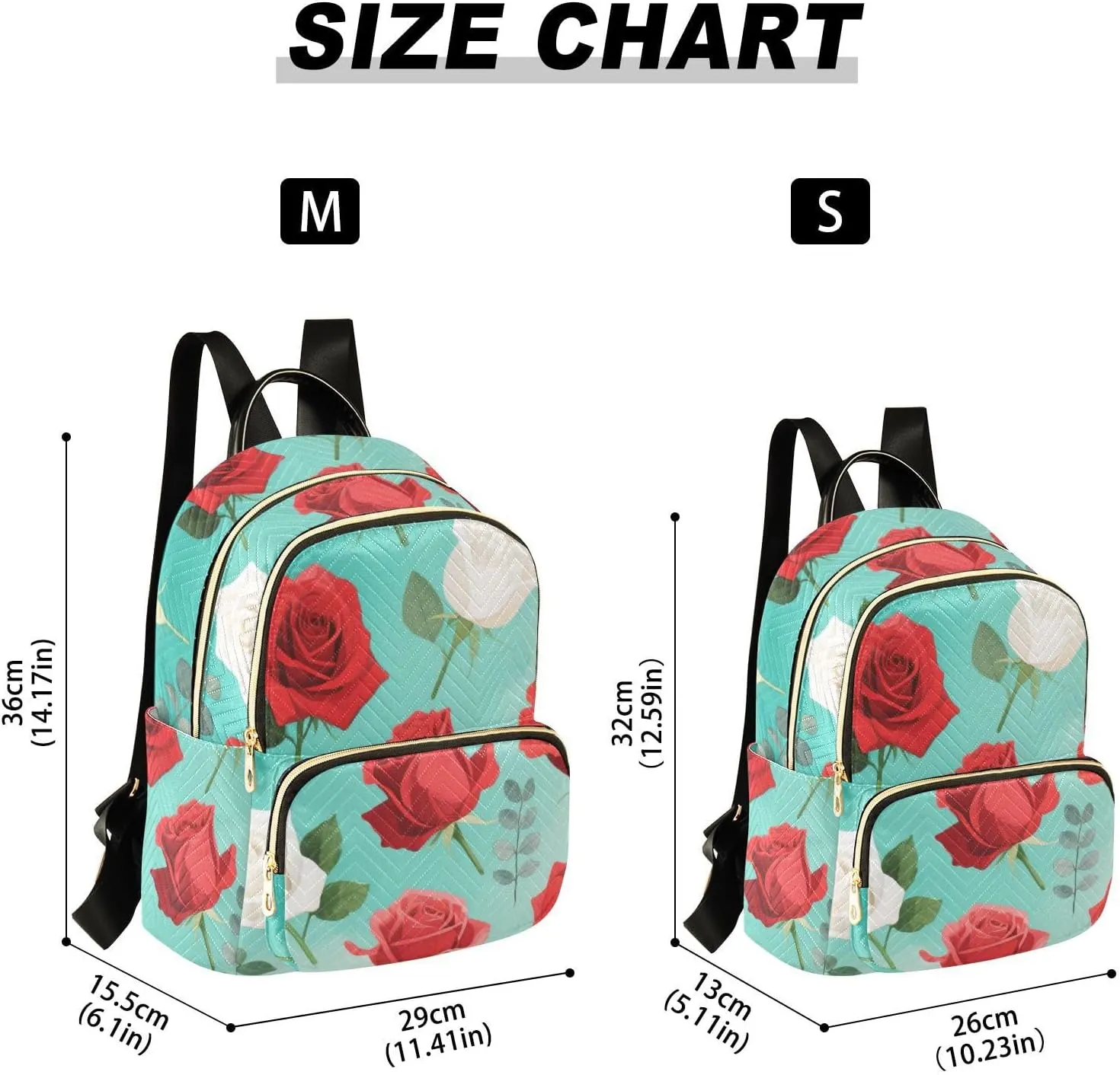 Mini Backpack Quilted Purse for Womens Small Backpack Daypack Rose Print for Travel Daily Work,Multi1