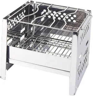 Mipcase Stainless Steel BBQ Grill Mini Camping Stove Portable Collapsible Outdoor Cooking Windscreen for Cooking