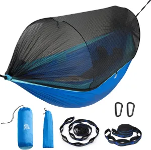 Miztli Camping Hammock -Portable Hammock w/Spacious Net & Tree Straps w/Adjutable Loops,Double and Single Hammock for Outdoor, Hiking, and Travel