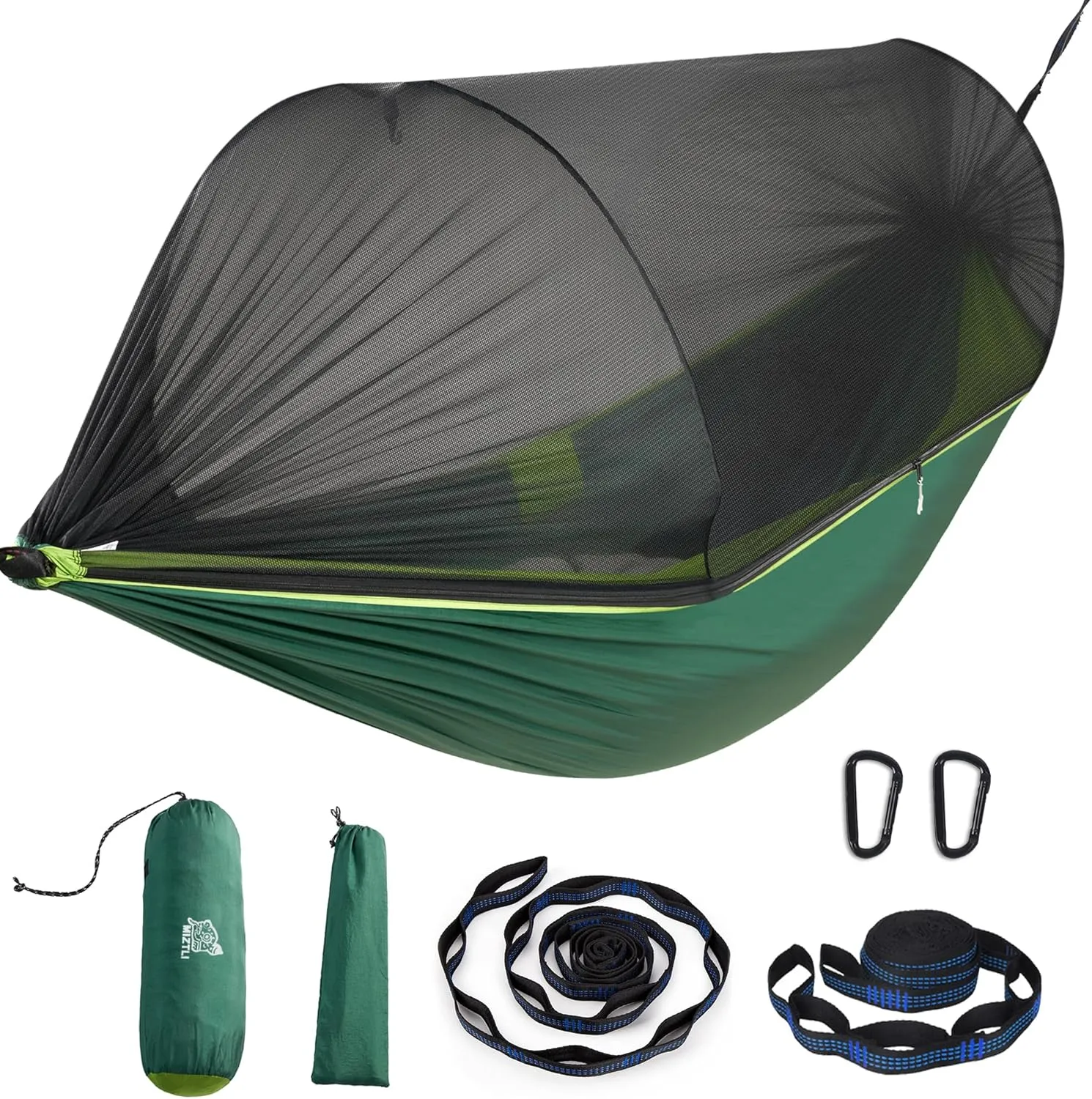 Miztli Camping Hammock -Portable Hammock w/Spacious Net & Tree Straps w/Adjutable Loops,Double and Single Hammock for Outdoor, Hiking, and Travel