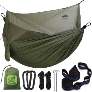 Miztli Camping Hammock with Net and Rain Fly, Portable Lightweight Outdoor Hammock Tree Travel Backpacking Hammock Tent with 20Ft(Total) Tree Straps, Perfect for Camping Hiking Yard Adventure Survival