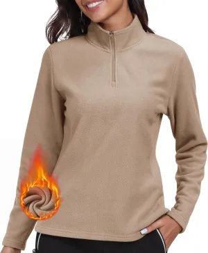 MoFiz Women's 1/4 Zip Polar Fleece Pullover Long Sleeve Soft Lightweight Warm Winter Jacket Top