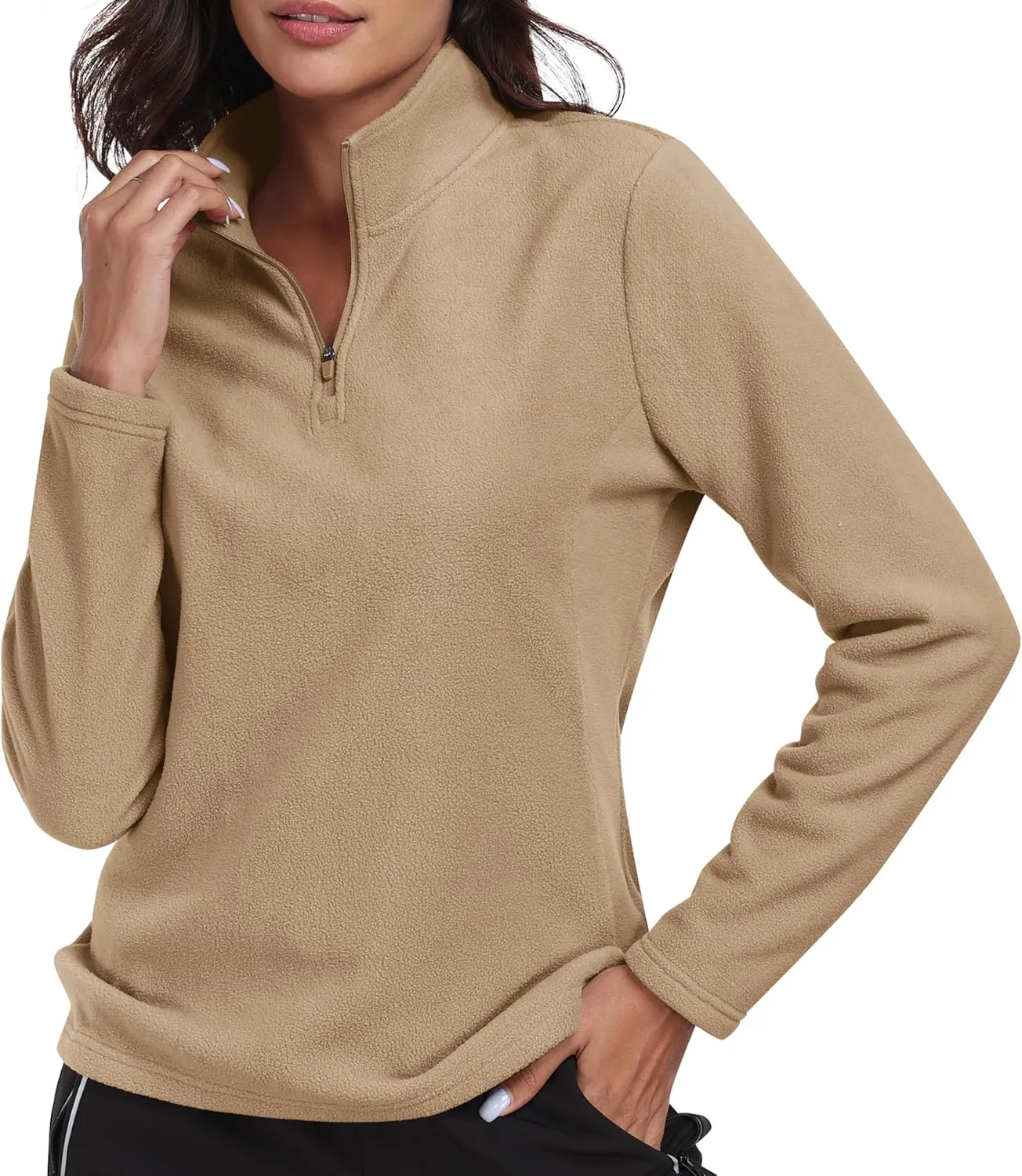 MoFiz Women's 1/4 Zip Polar Fleece Pullover Long Sleeve Soft Lightweight Warm Winter Jacket Top