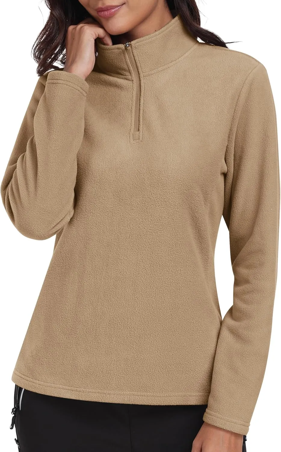MoFiz Women's 1/4 Zip Polar Fleece Pullover Long Sleeve Soft Lightweight Warm Winter Jacket Top