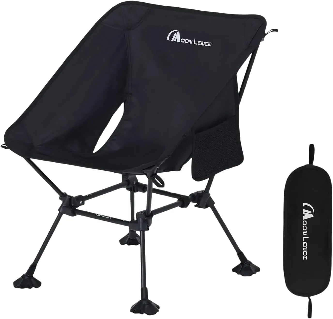 MOON LENCE Portable Camping Chair, Backpacking Chair, Ultralight & Compact, 400 lbs Capacity, for Outdoor Camp, Travel, Beach, Picnic, Hiking (Black with GroundGrip Feet)