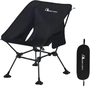 MOON LENCE Portable Camping Chair, Backpacking Chair, Ultralight & Compact, 400 lbs Capacity, for Outdoor Camp, Travel, Beach, Picnic, Hiking (Black with GroundGrip Feet)