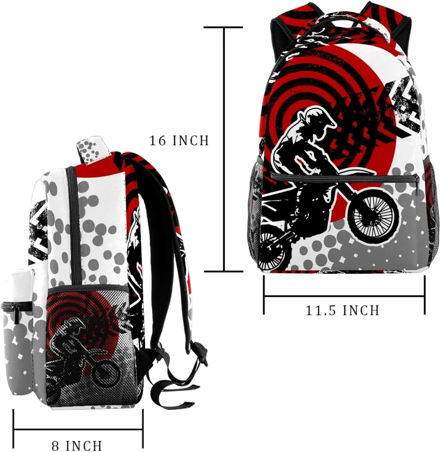 Motocross Rider Dirt Bike with Tire Marks Travel Laptop Backpacks College Business Shoulder Bag for Men Women