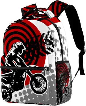 Motocross Rider Dirt Bike with Tire Marks Travel Laptop Backpacks College Business Shoulder Bag for Men Women