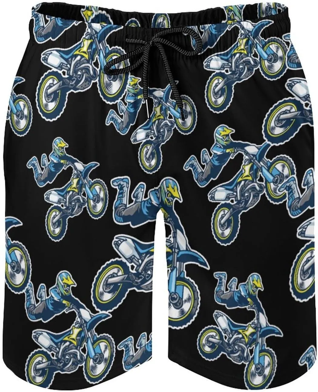 Motocross Rider Men's Swim Trunks Quick Dry Beach Shorts with Mesh Lining Pockets