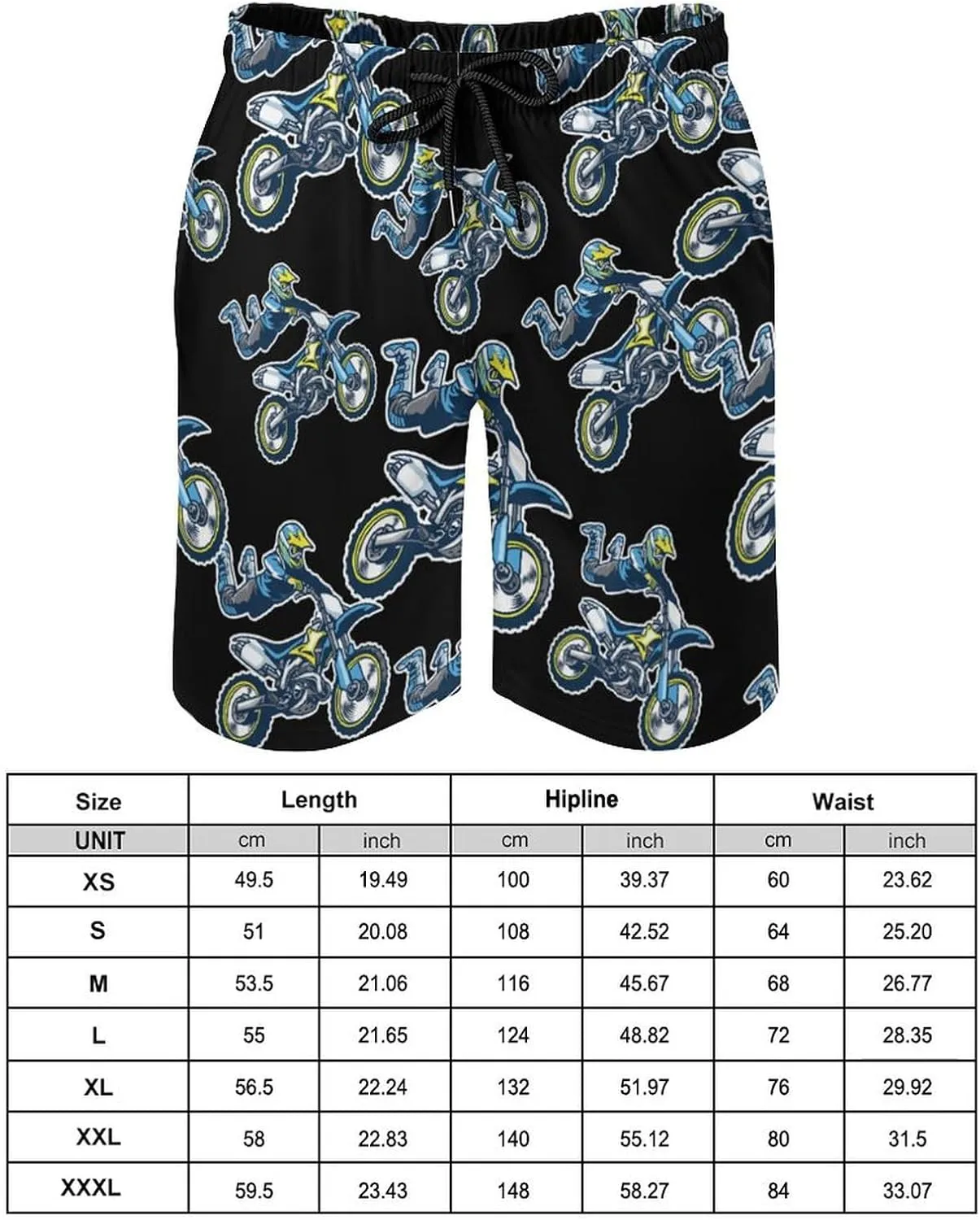 Motocross Rider Men's Swim Trunks Quick Dry Beach Shorts with Mesh Lining Pockets